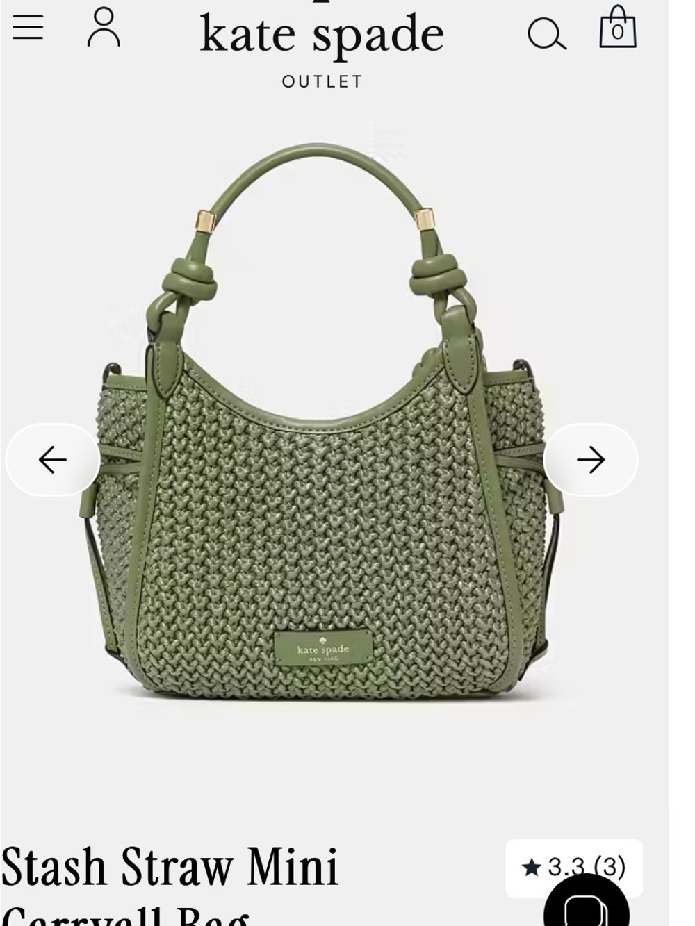 kate spade Olive Mini Straw cedar Stan stash bag NWT - Picture 8 of 12